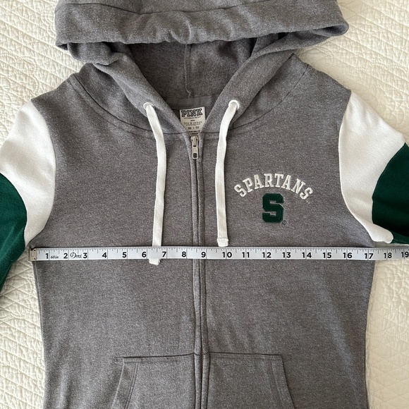 Victoria's Secret PINK Michigan State Spartans MSU Zip Up Hoodie Sweatshirt - Picture 5 of 9